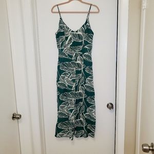 Tropical cropped, slit legs jump suit